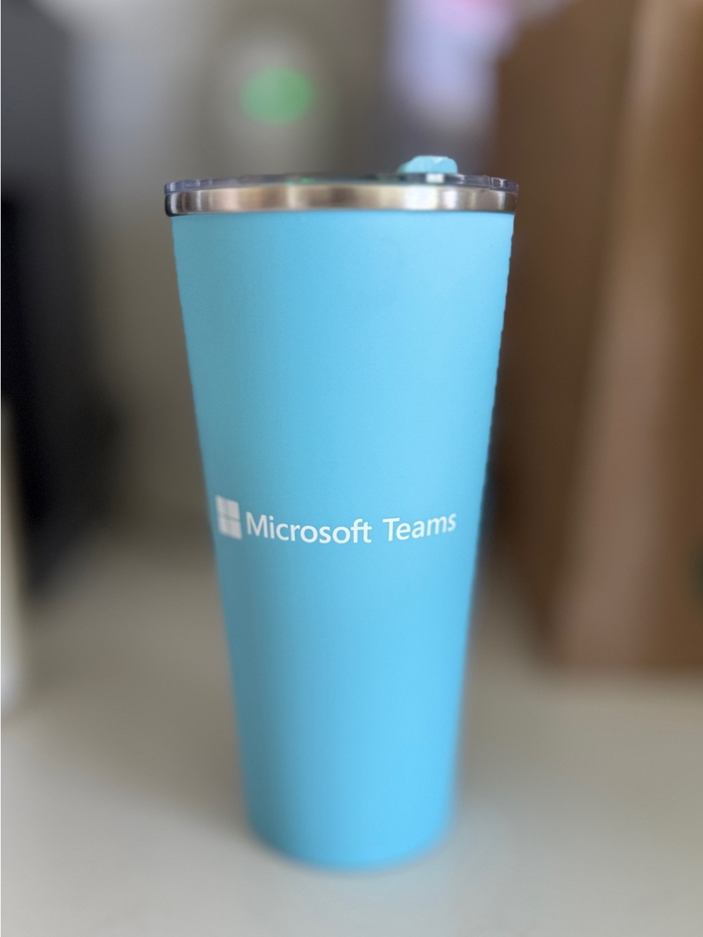 Microsoft Blue Travel Tumbler with White Logo